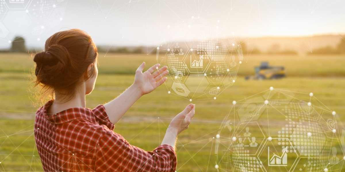 farm technology girl in field smart farming